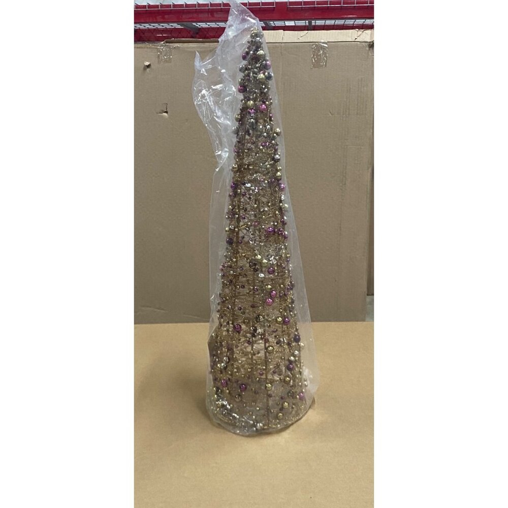 Holiday Lane Shimmer and Light Pink Iron Tree Decoration Beads Multi 20"H NWT
